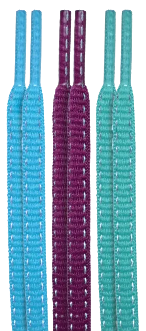 10 Seconds ® Reflexall ® Athletic Oval Laces | Teal/Fuchsia/Electric Green Reflective Multi-Pack