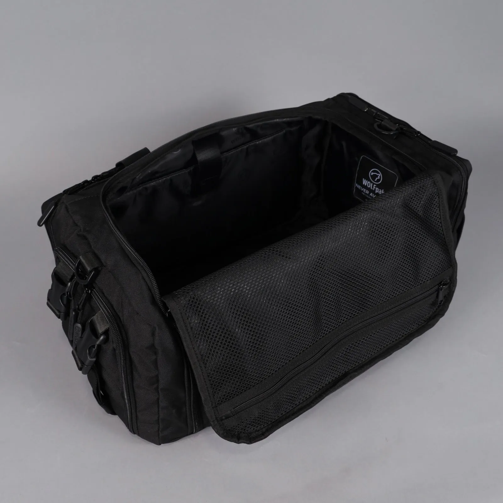 30L Perfect Duffle Bag Alpha Black (3 Pockets w/Full Velcro Front)