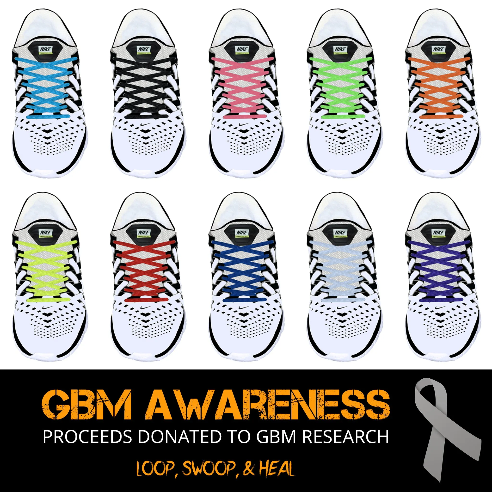 40" Oval Athletic Laces for GBM Awareness