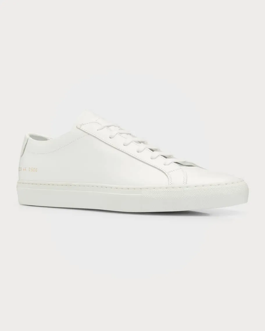 Achilles Men's Leather Low Top Sneakers, White Common Projects