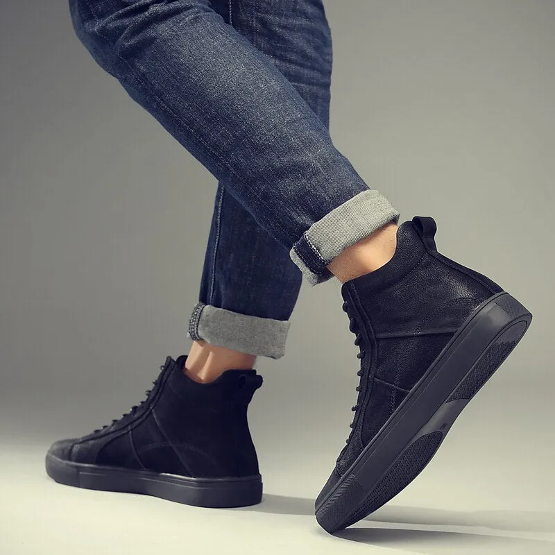 Advbridge Autumn and winter fashion leather shoes sports casual shoes plus size men's leather British high-top shoes all-match men's shoes