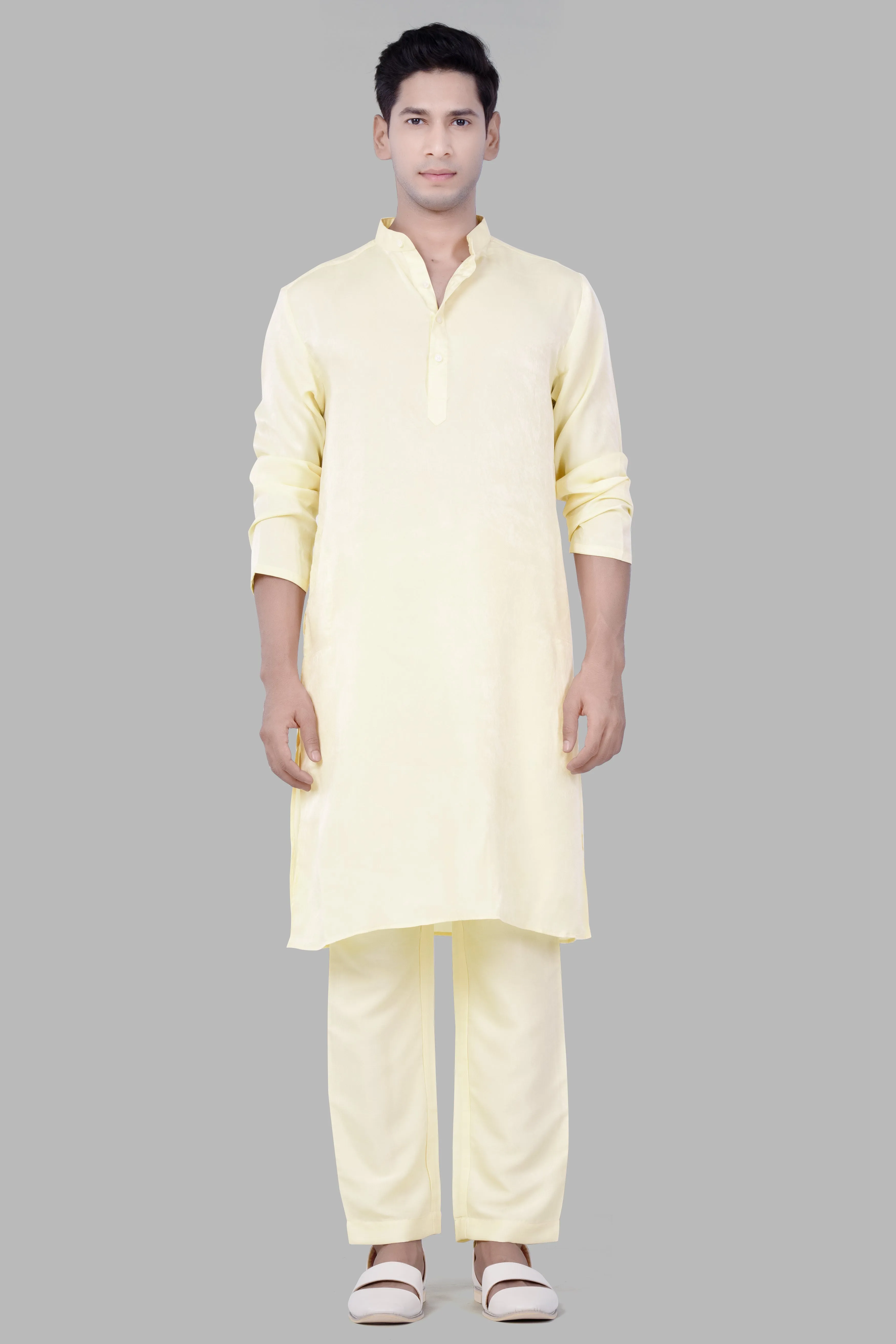 Apricoat Cream Subtle Sheen Viscose Kurta Set