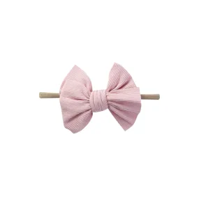 Baby Mini Textured Bow Headband in Flamingo