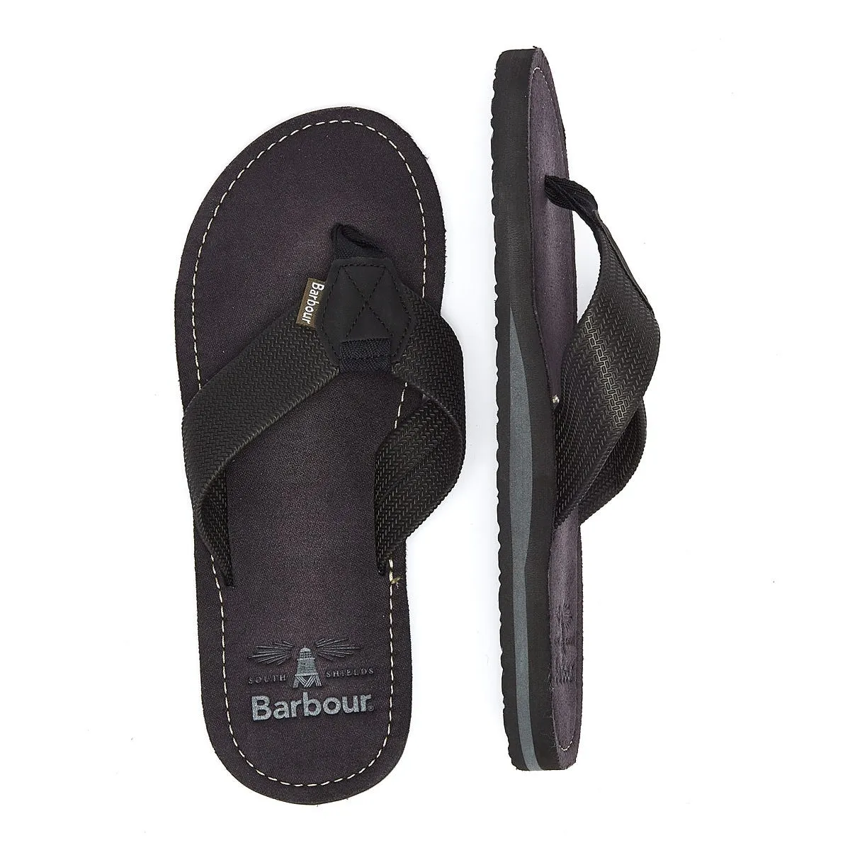 Barbour Toeman Mens Black Flip Flops