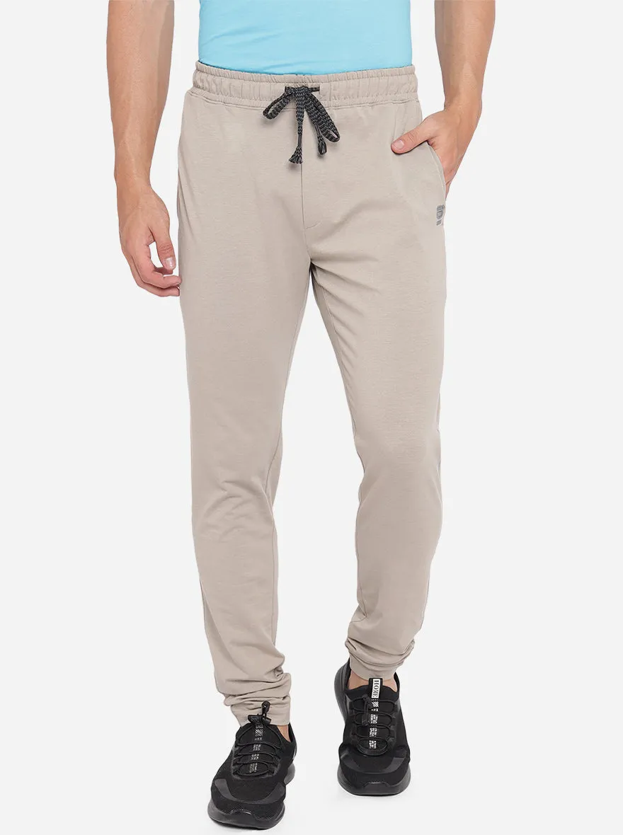 Beige Solid Regular Fit Track Pants | JadeBlue