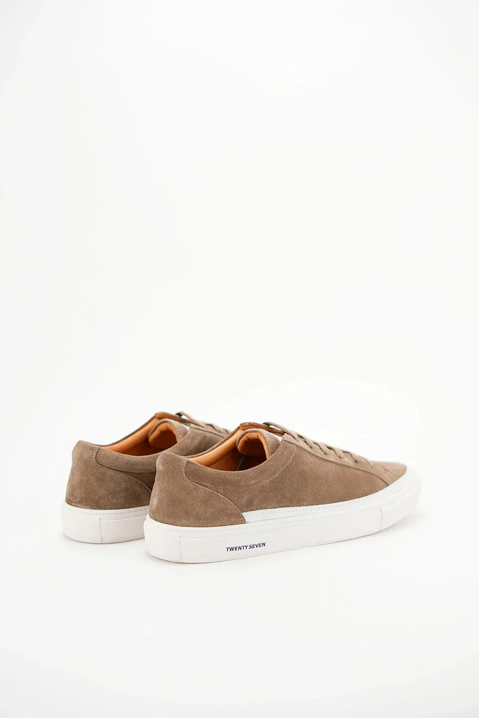 Beige Velvet Casual Shoes With Side Logo