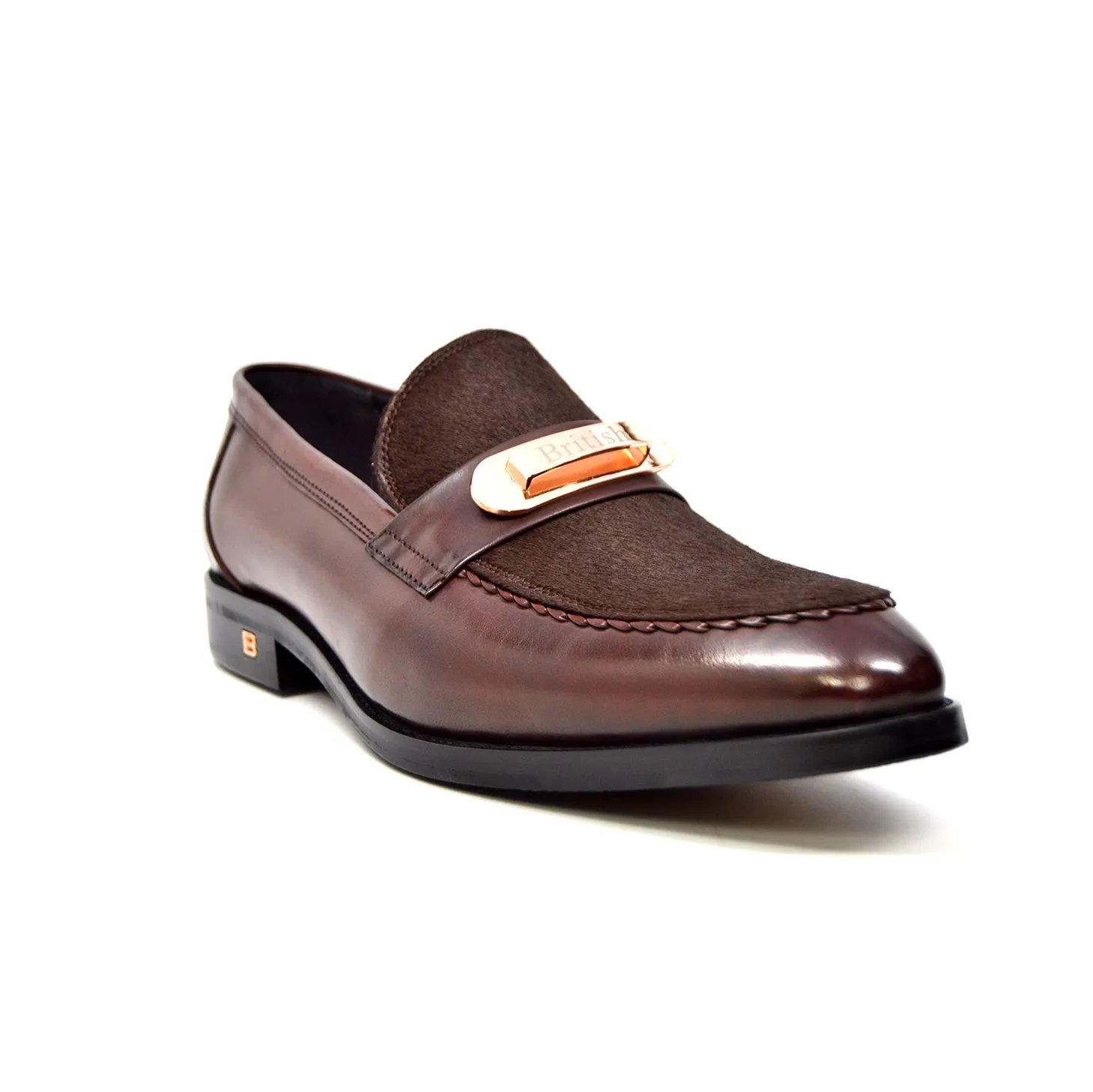 Boss Genuine Leather Slip-On with Pony Skin Detail