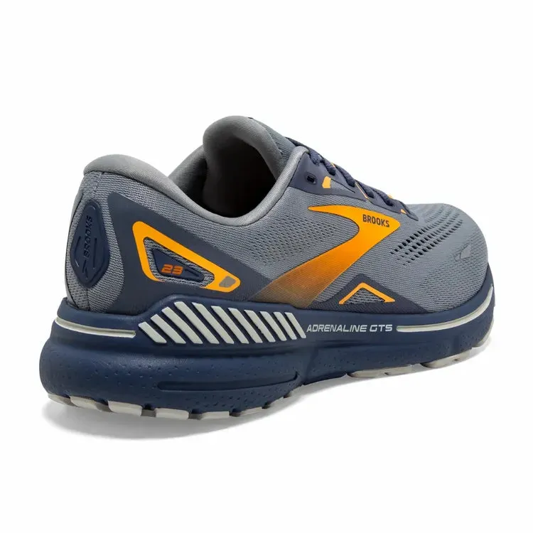 Brooks Men's Adrenaline GTS 23 Running Shoe - Grey/Crown Blue/Orange 1103911D027