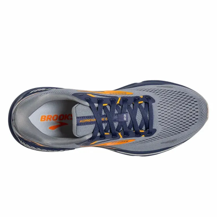 Brooks Men's Adrenaline GTS 23 Running Shoe - Grey/Crown Blue/Orange 1103911D027