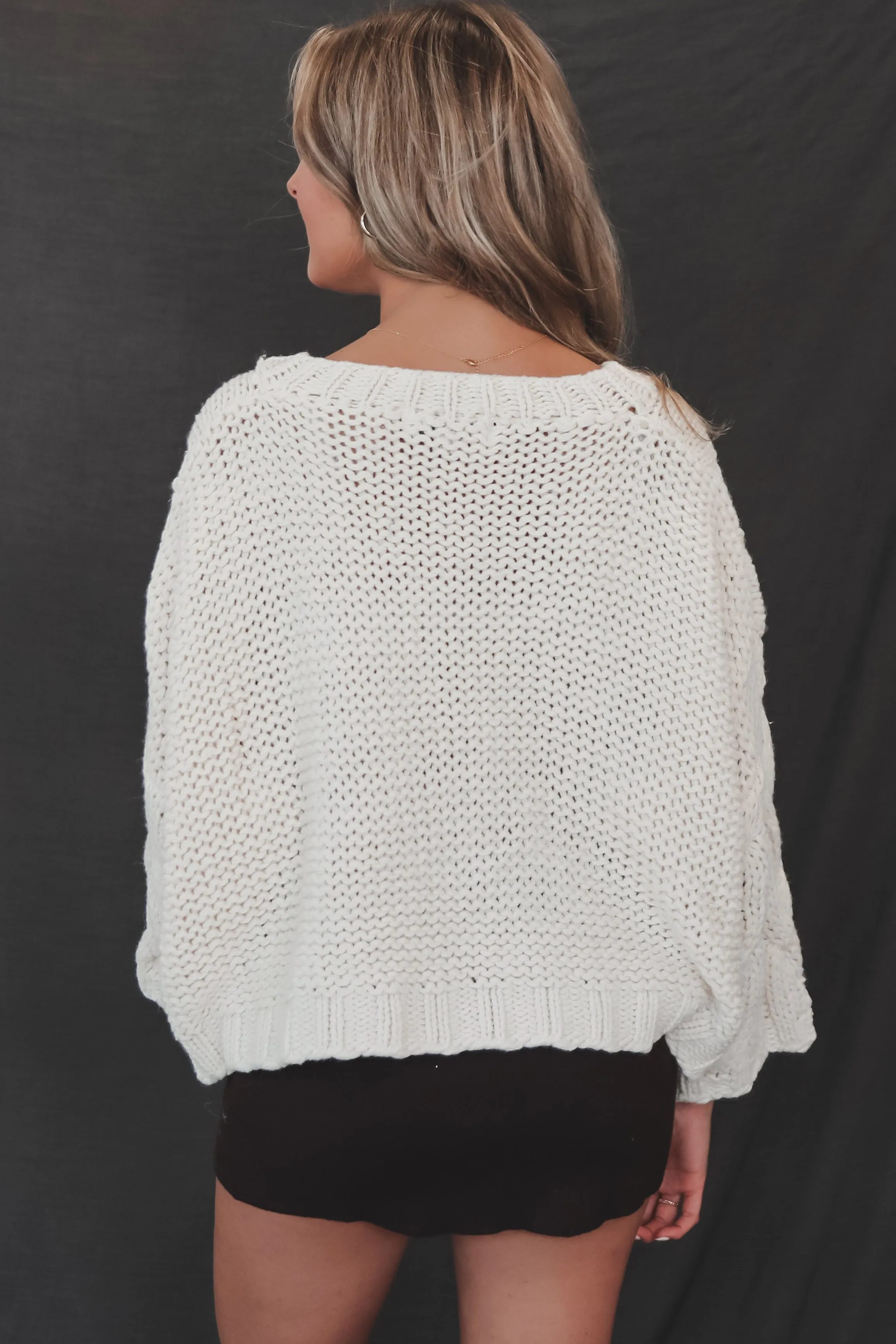 Cold On The Coast Cropped Knit Sweater