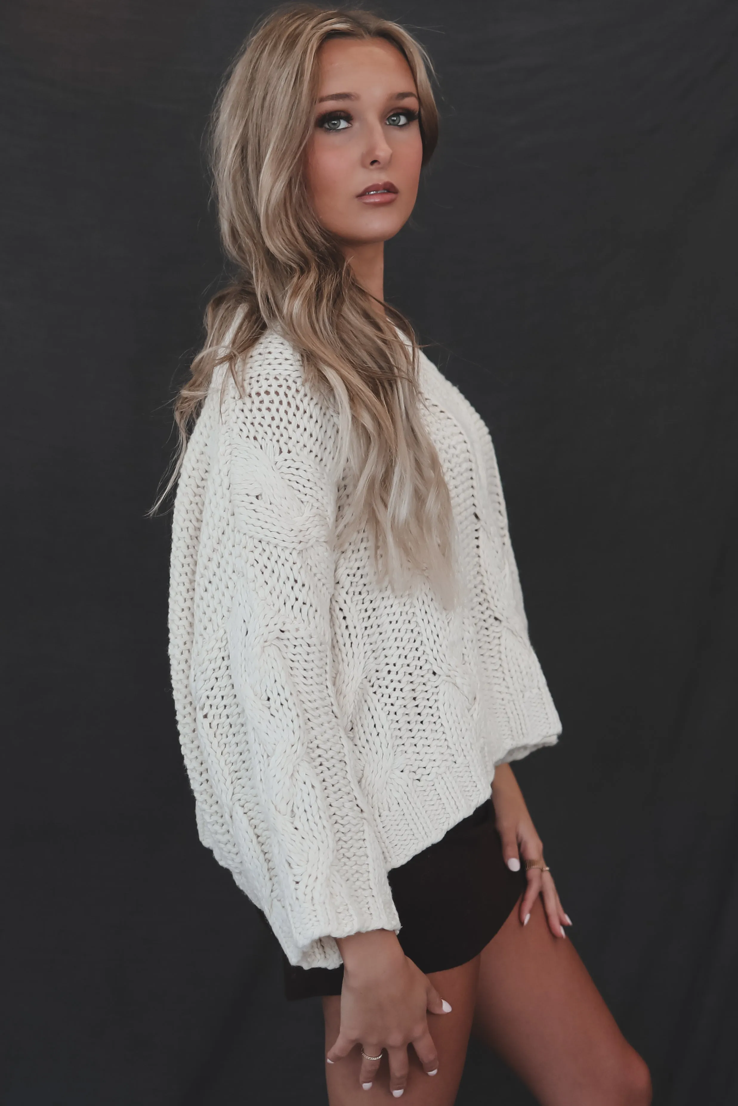 Cold On The Coast Cropped Knit Sweater