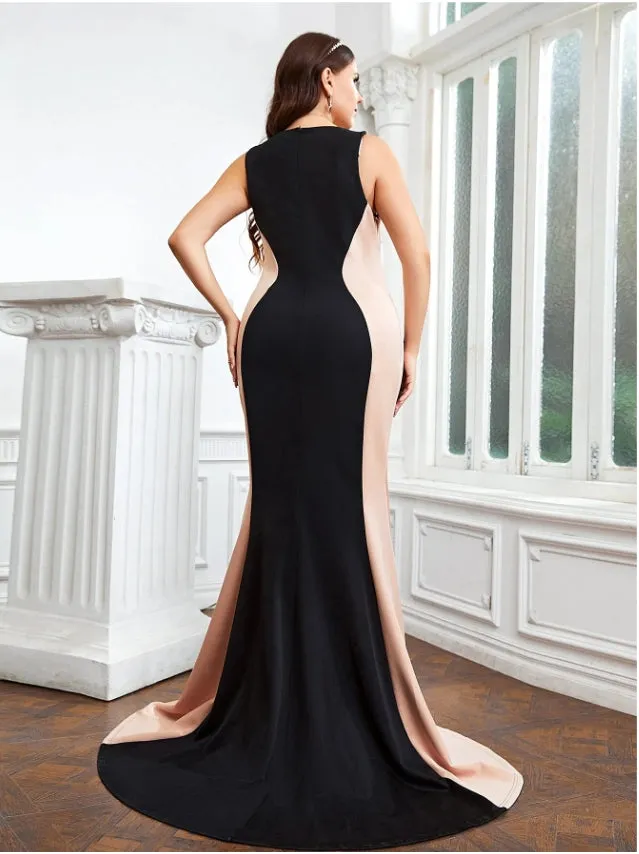 Elegant Mermaid Sleeveless Black Long Evening Prom Dress Online, OL030