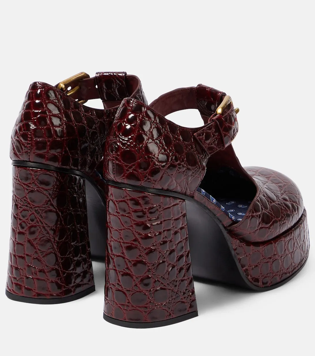 Etro croc embossed leather Mary Janes, red