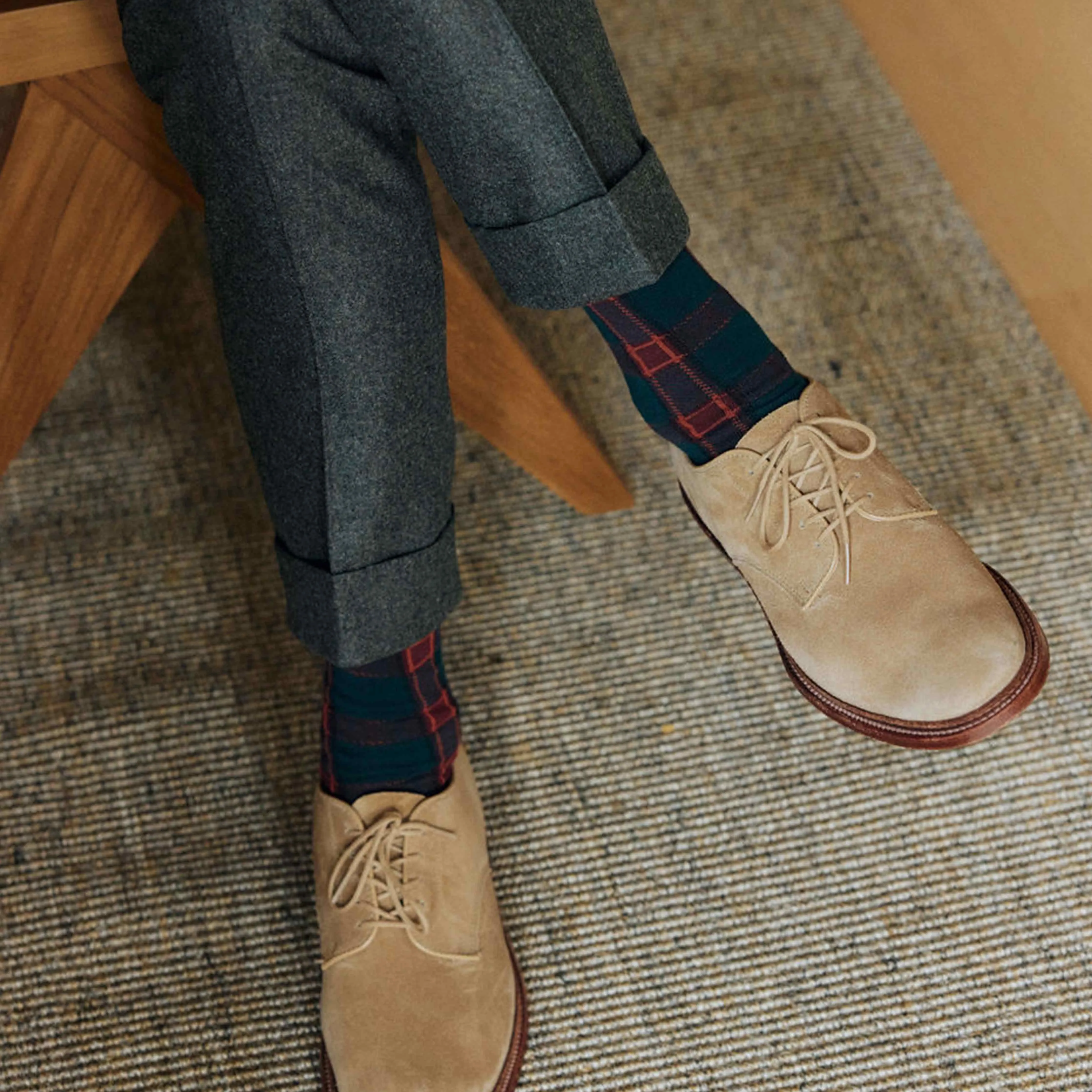 Holiday Plaid Hunter Green Dress Socks