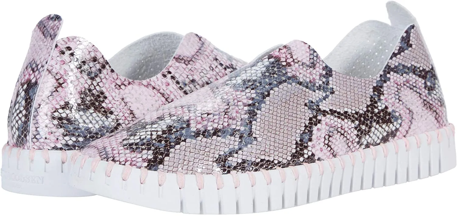 Ilse Jacobsen Tulip 139 Snake Print Perforated Slip-On Sneaker