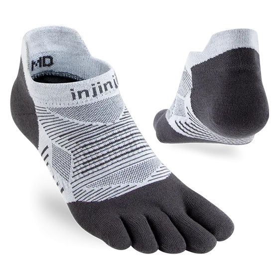 Injinji Men's Run Lightweight No-Show Sock in Gray