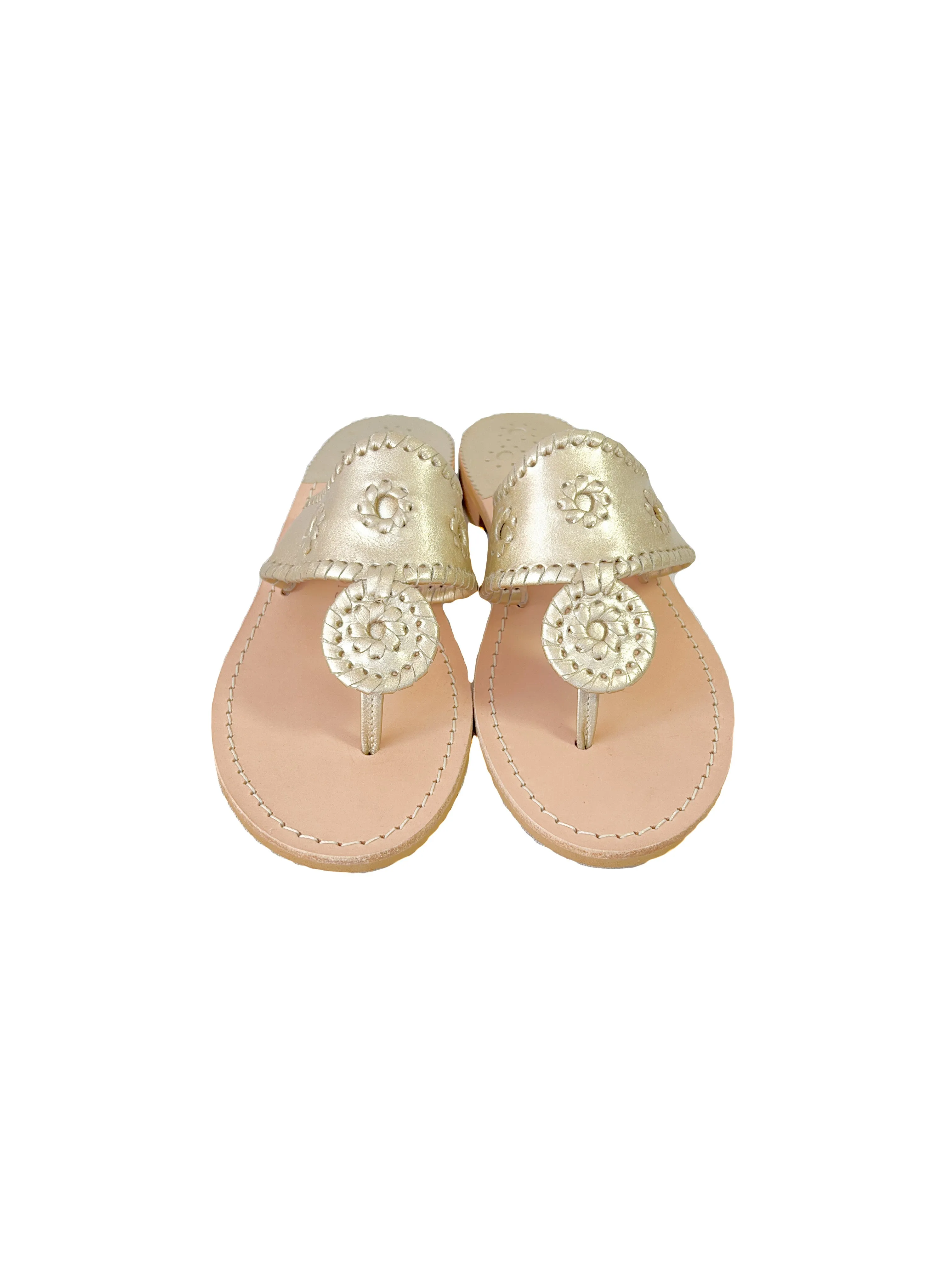 Jack Rogers light gold leather flip flops size 9 NEW