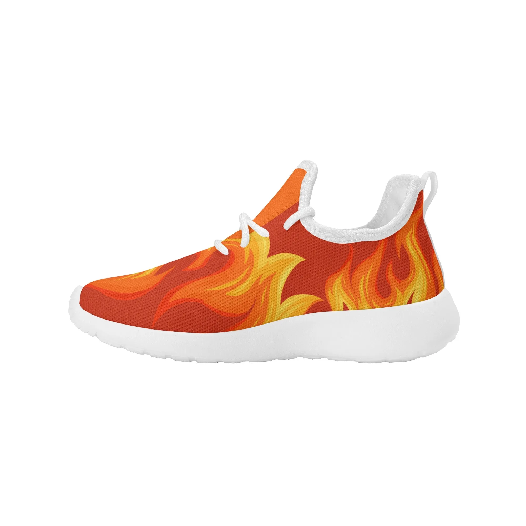 Kids Running Shoes | Mesh Knit Sneakers for kids 7-12 | Anime Slayer of Demon | Red Yellow Flames