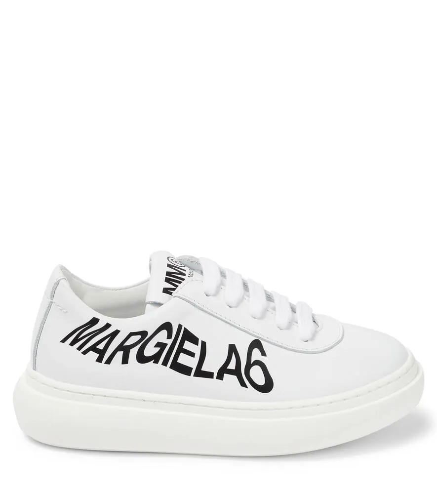 Leather sneakers with MM6 Maison Margiela logo, white