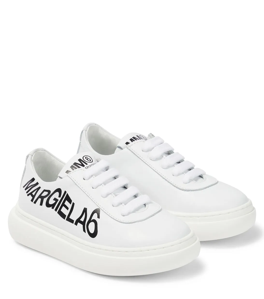 Leather sneakers with MM6 Maison Margiela logo, white