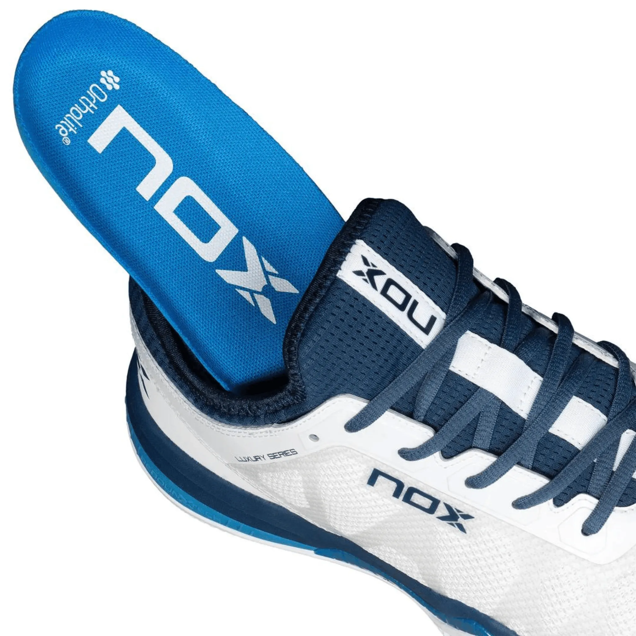 NOX NERBO WHITE/SWEDISH BLUE PADEL SHOES