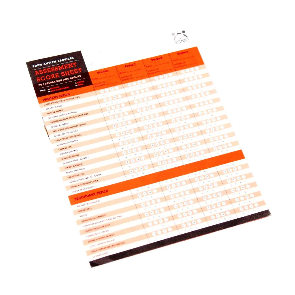 PE/Recreation & Leisure Assessment Score Sheets: 10-pack