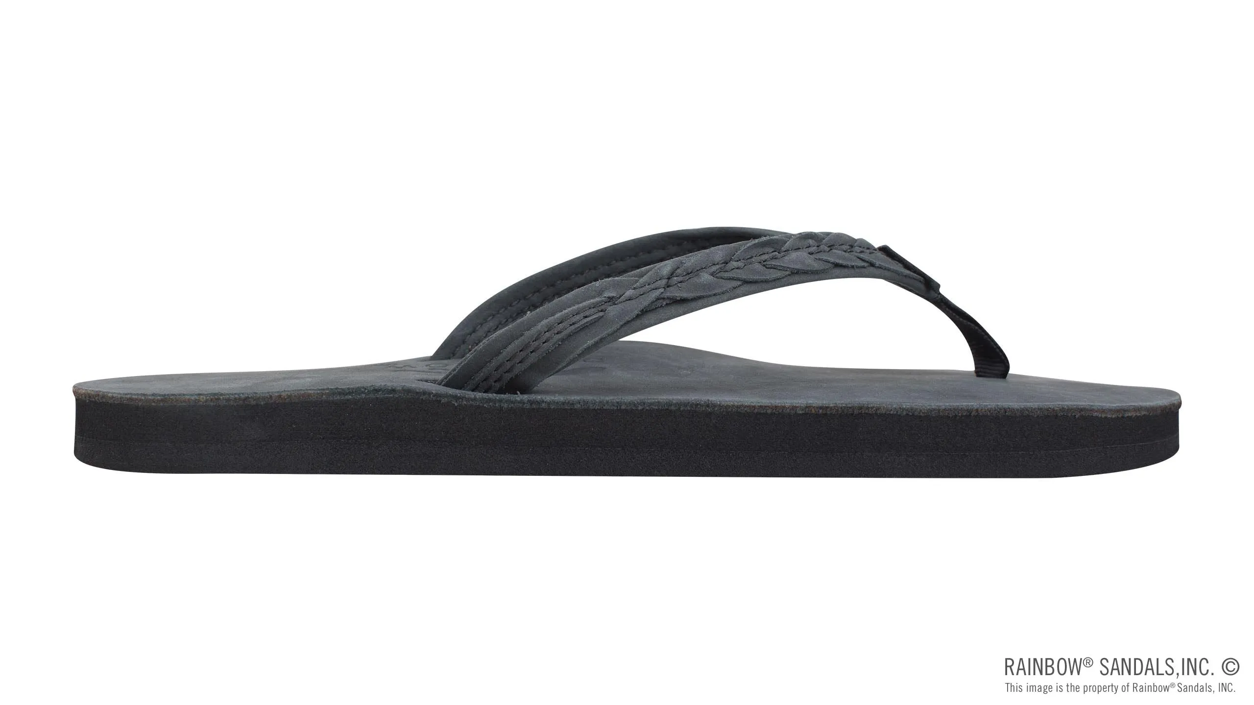 Rainbow Sandals Women's - The Madison - Single Layer - 1/2" Strap w/ Braid - Black