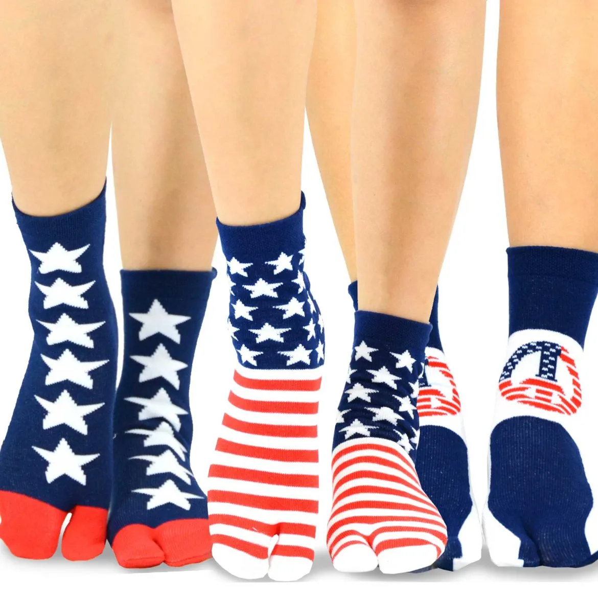 TeeHee Socks Unisex 4th of July Cotton Big Toe American Flag 3-Pack (11704)