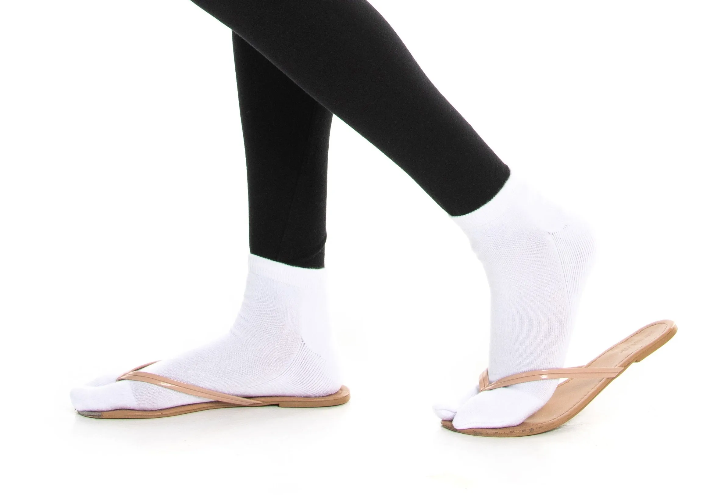 Thicker V-Toe Athletic or Casual White Flip-Flop Tabi Socks Cotton Blend Comfortable Stylish - Ankle Socks